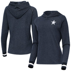 Dallas Cowboys Antigua Women's Trek Raglan Pullover Hoodie - Heather Navy Hoodies