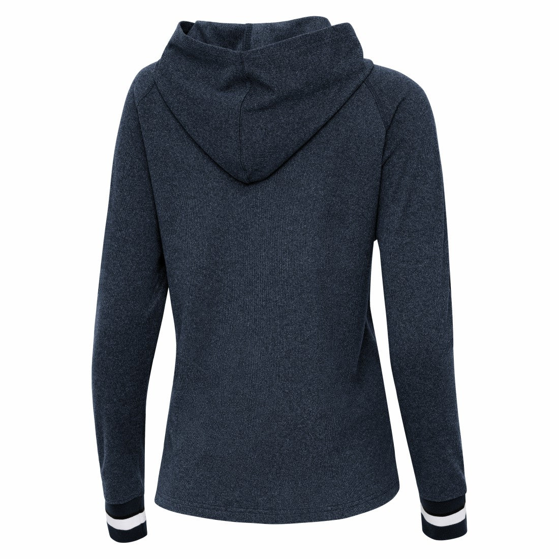 Houston Texans Antigua Women's Trek Raglan Pullover Hoodie - Heather Navy Hoodies
