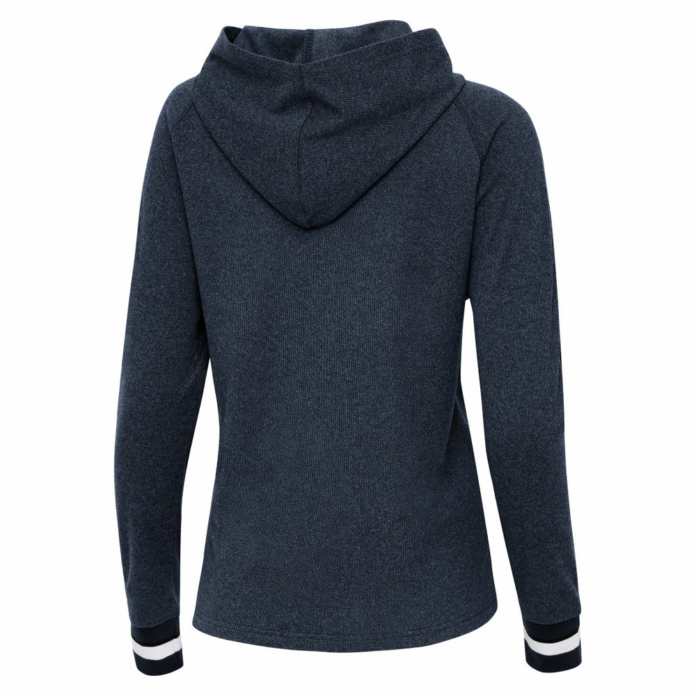 Houston Texans Antigua Women's Trek Raglan Pullover Hoodie - Heather Navy Hoodies