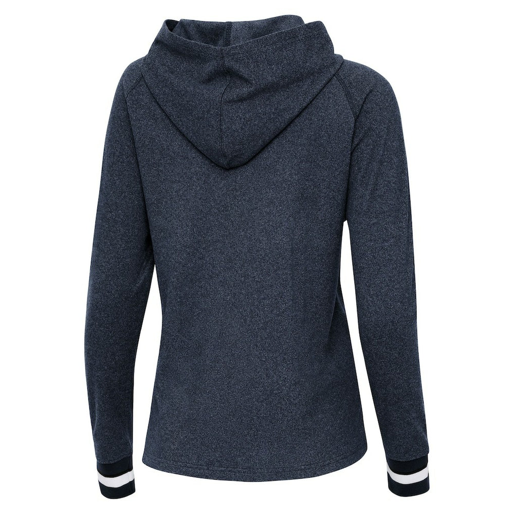 Chicago Bears Antigua Women's Trek Raglan Pullover Hoodie - Heather Navy Hoodies