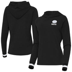 Green Bay Packers Antigua Women's Trek Raglan Pullover Hoodie - Black Hoodies