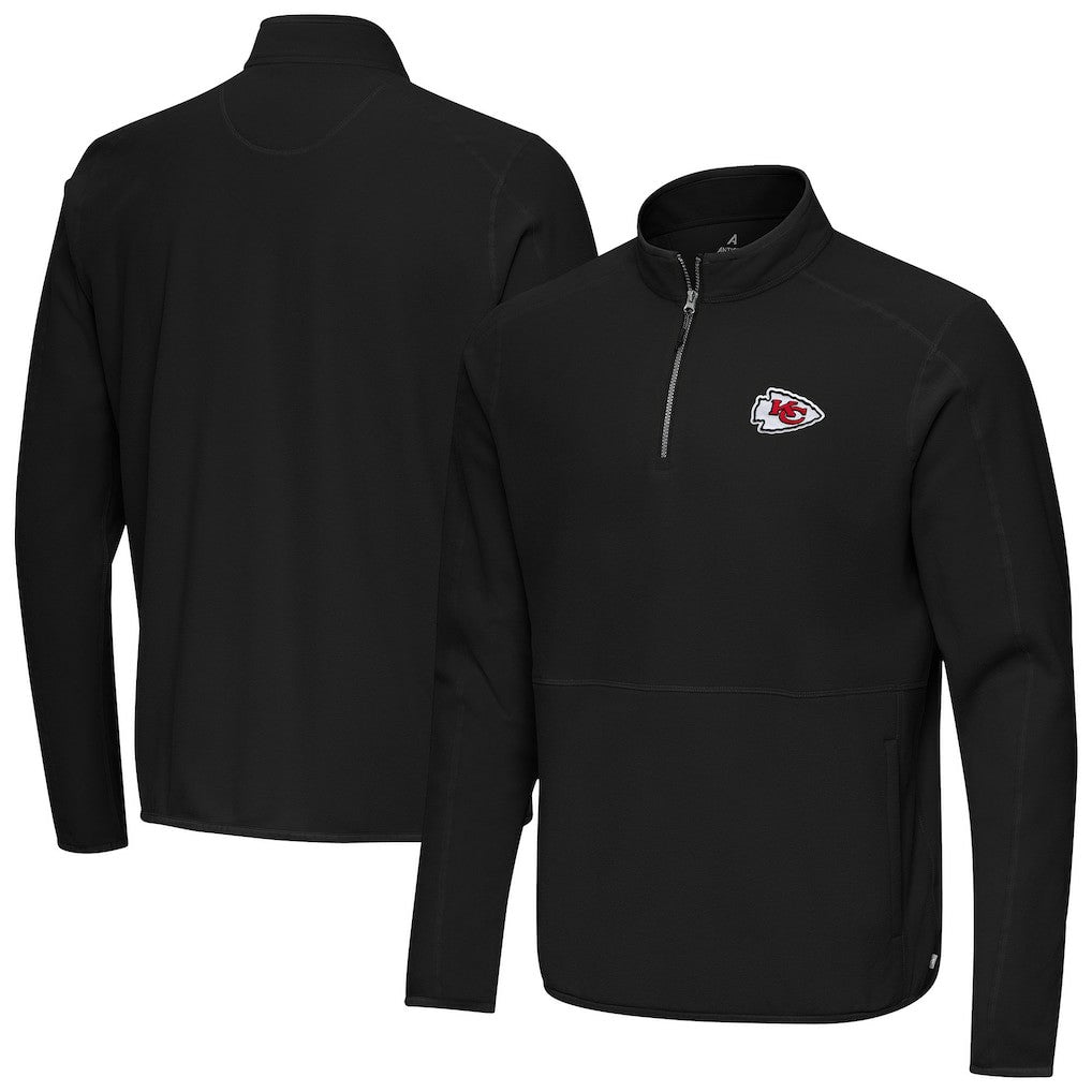 Kansas City Chiefs Antigua Step Up Quarter-Zip Pullover - Black Pullover