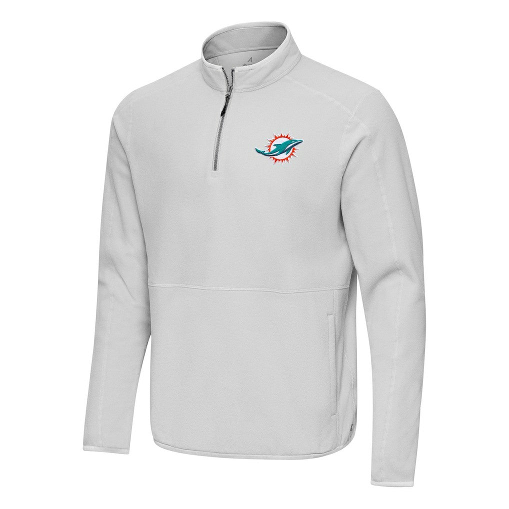 Miami Dolphins Antigua Step Up Quarter-Zip Pullover - Gray Pullover