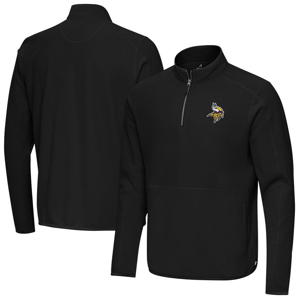 Minnesota Vikings Antigua Step Up Quarter-Zip Pullover - Black Pullover