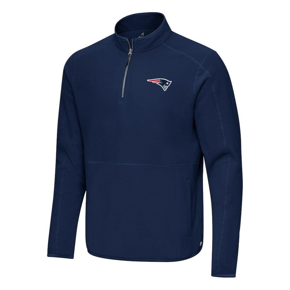 New England Patriots Antigua Step Up Quarter-Zip Pullover - Navy Pullover