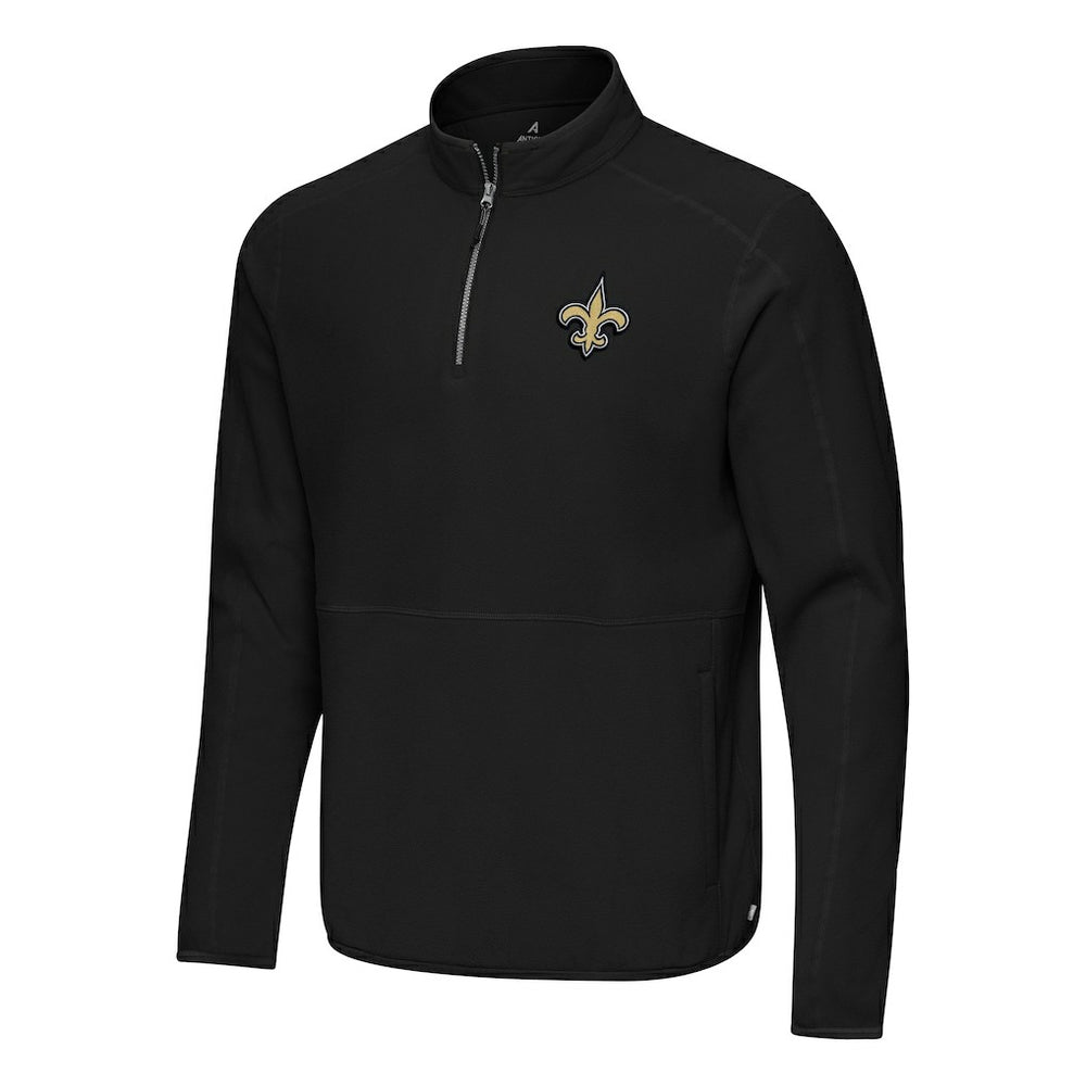 New Orleans Saints Antigua Step Up Quarter-Zip Pullover - Black Pullover