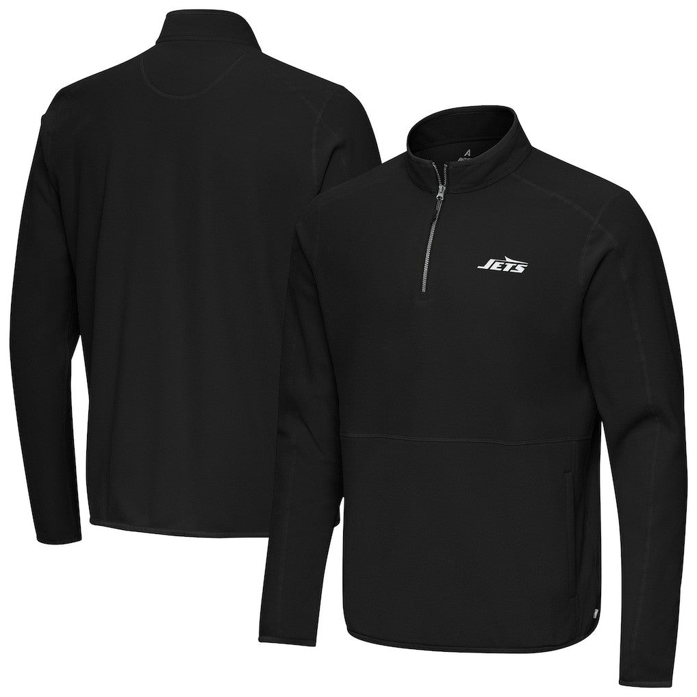 New York Jets Antigua Step Up Quarter-Zip Pullover - Black Pullover