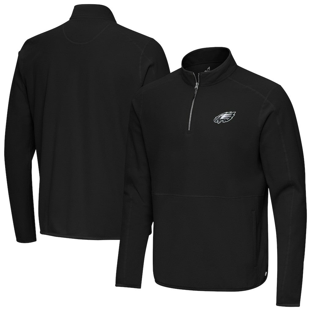 Philadelphia Eagles Antigua Step Up Quarter-Zip Pullover - Black Pullover