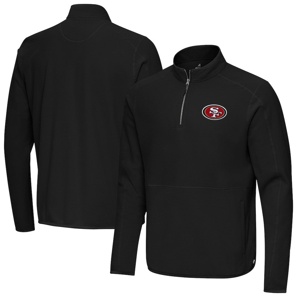 San Francisco 49ers Antigua Step Up Quarter-Zip Pullover - Black Pullover