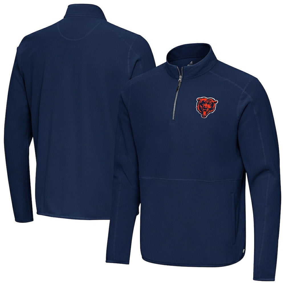 Chicago Bears Antigua Step Up Quarter-Zip Pullover - Navy Pullover