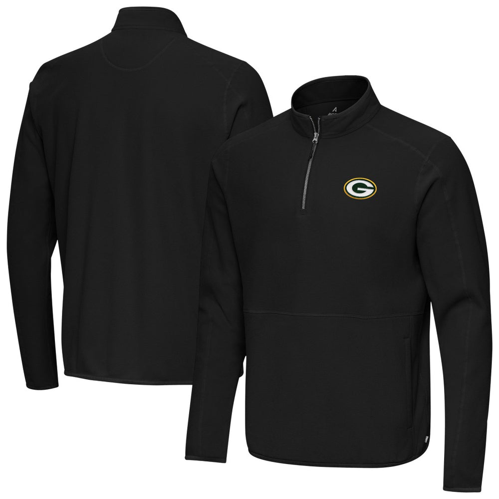 Green Bay Packers Antigua Step Up Quarter-Zip Pullover - Black Pullover