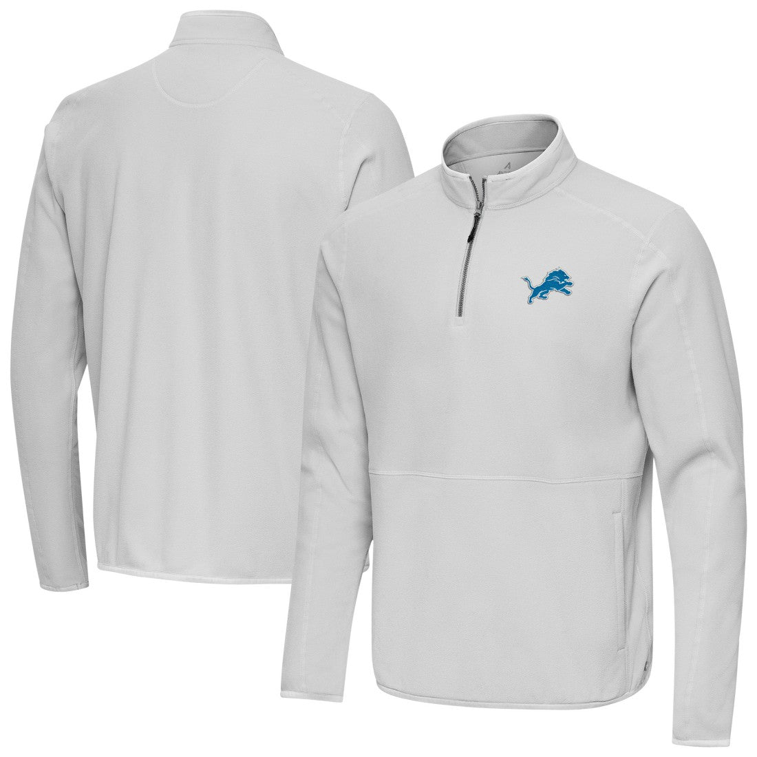Detroit Lions Antigua Step Up Quarter-Zip Pullover - Gray Pullover