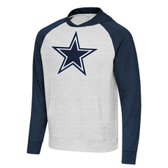 Dallas Cowboys Antigua Urgent Raglan Pullover Hoodie - Heather Gray/Heather Navy Hoodies