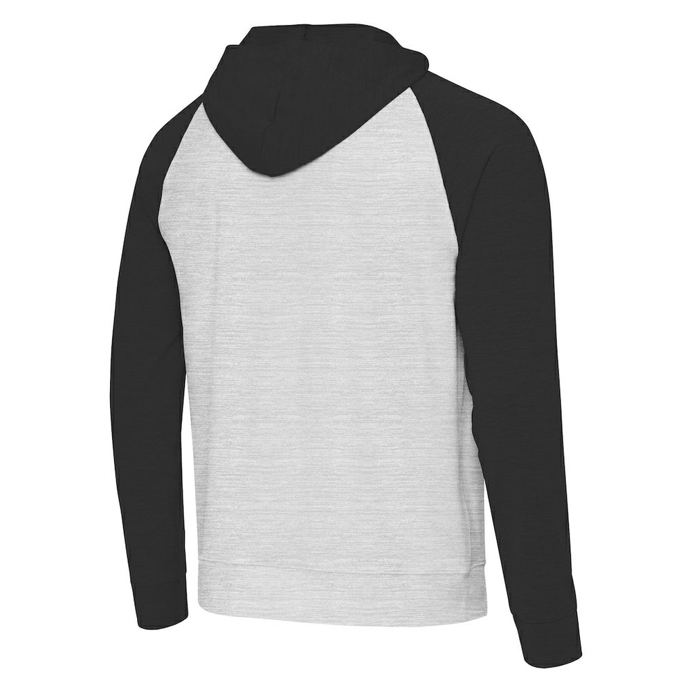 Cleveland Browns Antigua Urgent Raglan Pullover Hoodie - Heather Gray/Black Hoodies