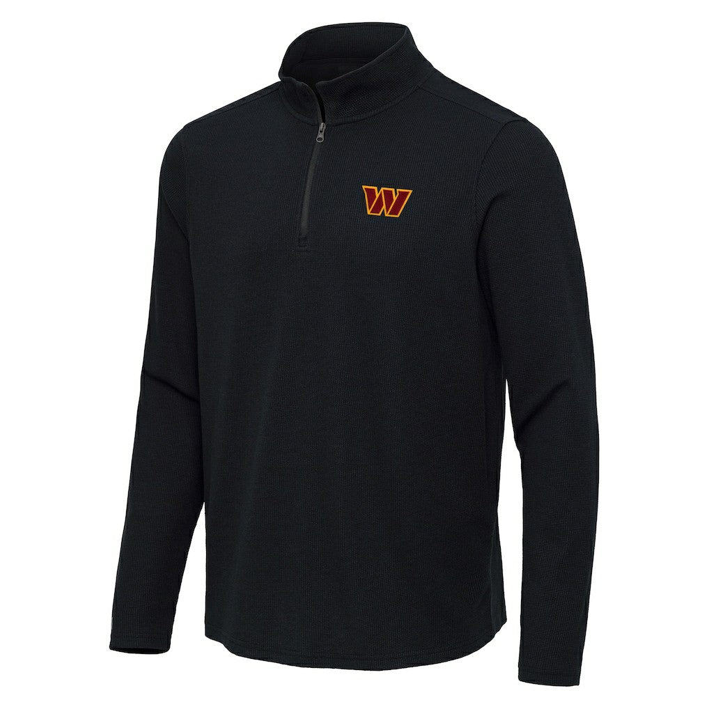 Washington Commanders Antigua Sync Tri-Blend Quarter-Zip Pullover - Heather Black Pullover
