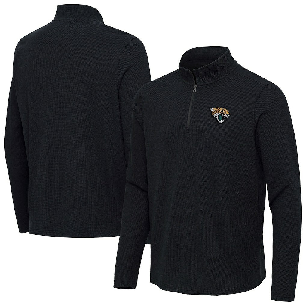 Jacksonville Jaguars Antigua Sync Tri-Blend Quarter-Zip Pullover - Heather Black Pullover