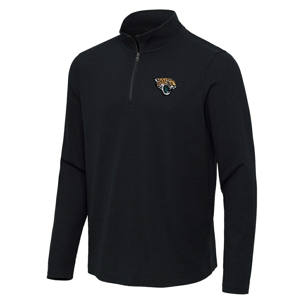 Jacksonville Jaguars Antigua Sync Tri-Blend Quarter-Zip Pullover - Heather Black Pullover