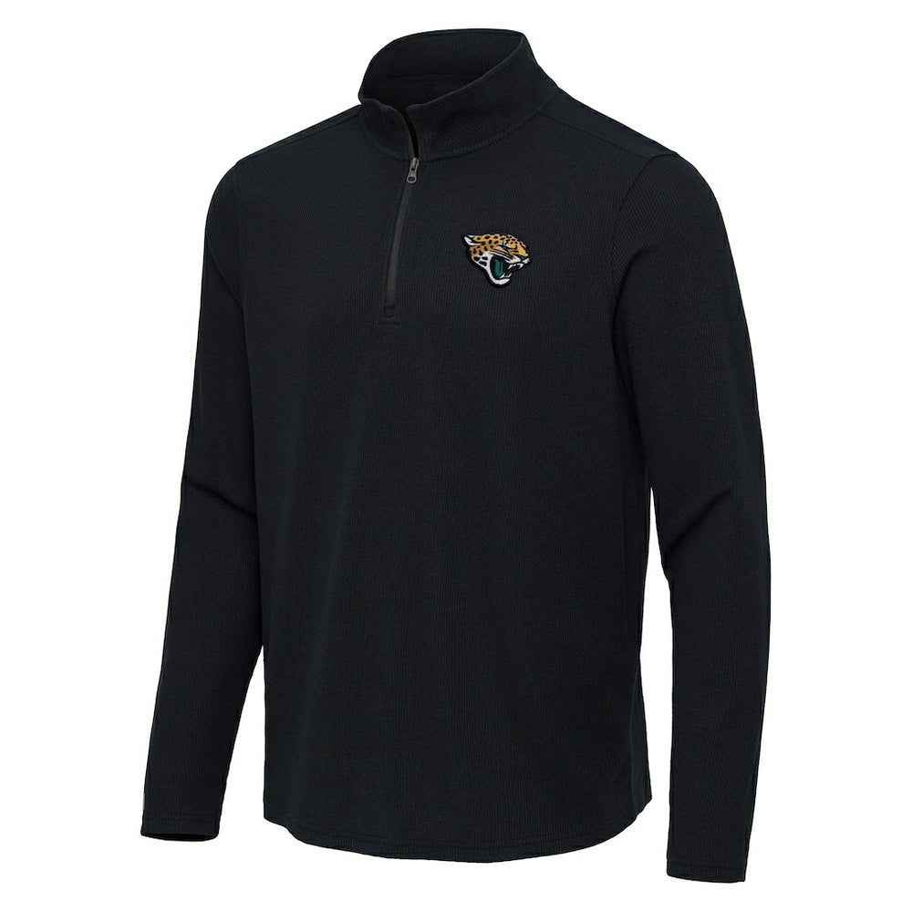 Jacksonville Jaguars Antigua Sync Tri-Blend Quarter-Zip Pullover - Heather Black Pullover