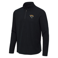 Jacksonville Jaguars Antigua Sync Tri-Blend Quarter-Zip Pullover - Heather Black Pullover