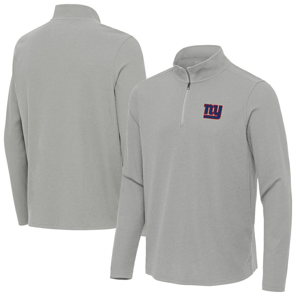 New York Giants Antigua Sync Tri-Blend Quarter-Zip Pullover - Heather Gray Pullover