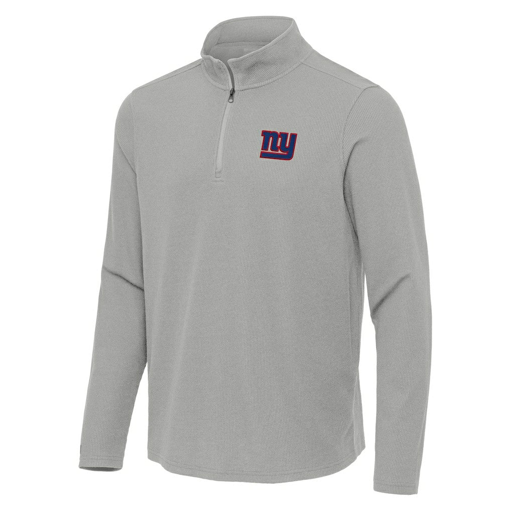 New York Giants Antigua Sync Tri-Blend Quarter-Zip Pullover - Heather Gray Pullover