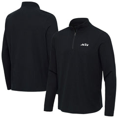 New York Jets Antigua Sync Tri-Blend Quarter-Zip Pullover - Heather Black Pullover