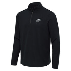 Philadelphia Eagles Antigua Sync Tri-Blend Quarter-Zip Pullover - Heather Black Pullover