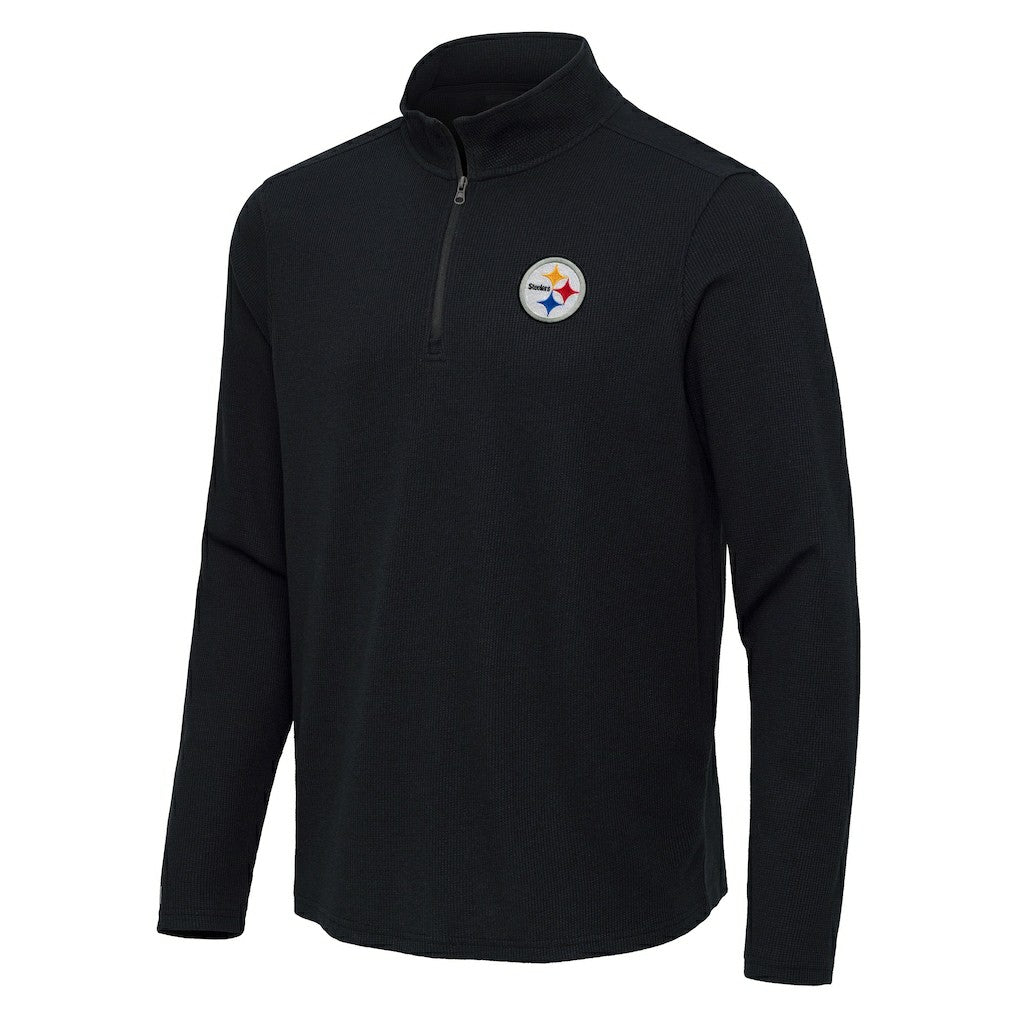 Pittsburgh Steelers Antigua Sync Tri-Blend Quarter-Zip Pullover - Heather Black Pullover