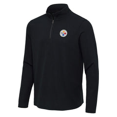 Pittsburgh Steelers Antigua Sync Tri-Blend Quarter-Zip Pullover - Heather Black Pullover