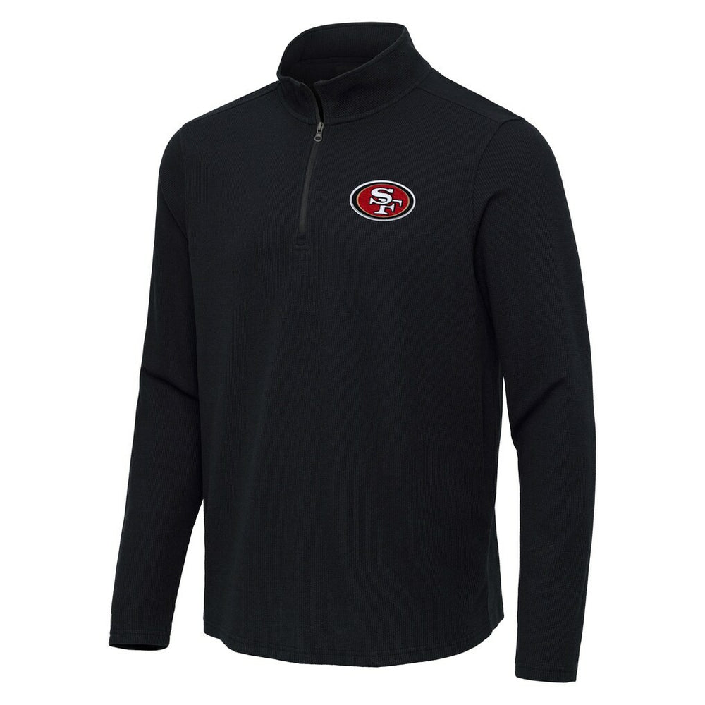 San Francisco 49ers Antigua Sync Tri-Blend Quarter-Zip Pullover - Heather Black Pullover