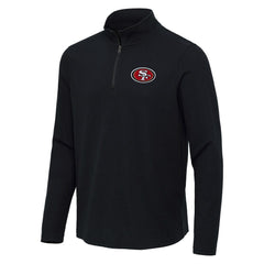 San Francisco 49ers Antigua Sync Tri-Blend Quarter-Zip Pullover - Heather Black Pullover