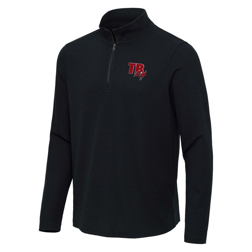 Tampa Bay Buccaneers Antigua Sync Tri-Blend Quarter-Zip Pullover - Heather Black Pullover