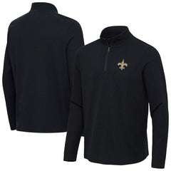 New Orleans Saints Antigua Sync Tri-Blend Quarter-Zip Pullover - Heather Black Pullover