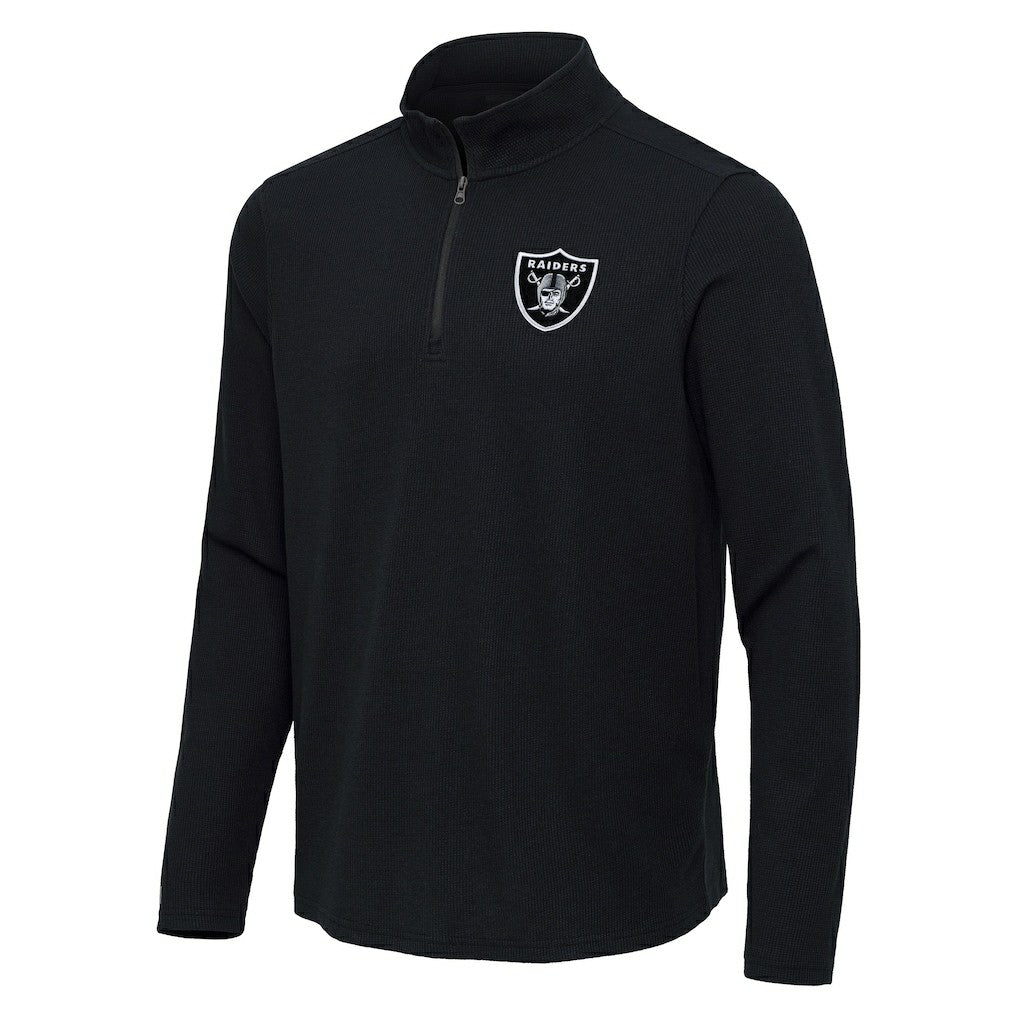 Las Vegas Raiders Antigua Sync Tri-Blend Quarter-Zip Pullover - Heather Black Pullover