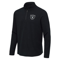 Las Vegas Raiders Antigua Sync Tri-Blend Quarter-Zip Pullover - Heather Black Pullover