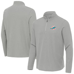 Miami Dolphins Antigua Sync Tri-Blend Quarter-Zip Pullover - Heather Gray Pullover