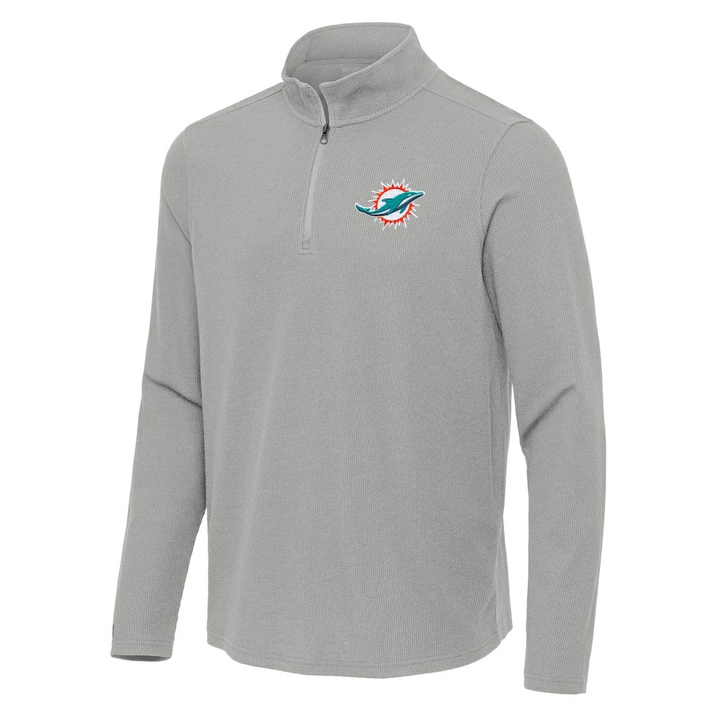 Miami Dolphins Antigua Sync Tri-Blend Quarter-Zip Pullover - Heather Gray Pullover