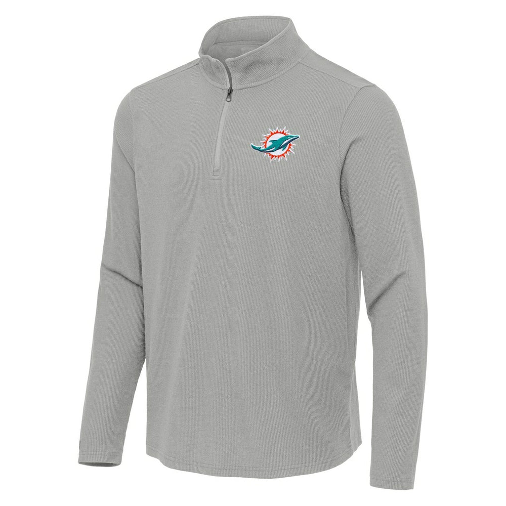 Miami Dolphins Antigua Sync Tri-Blend Quarter-Zip Pullover - Heather Gray Pullover