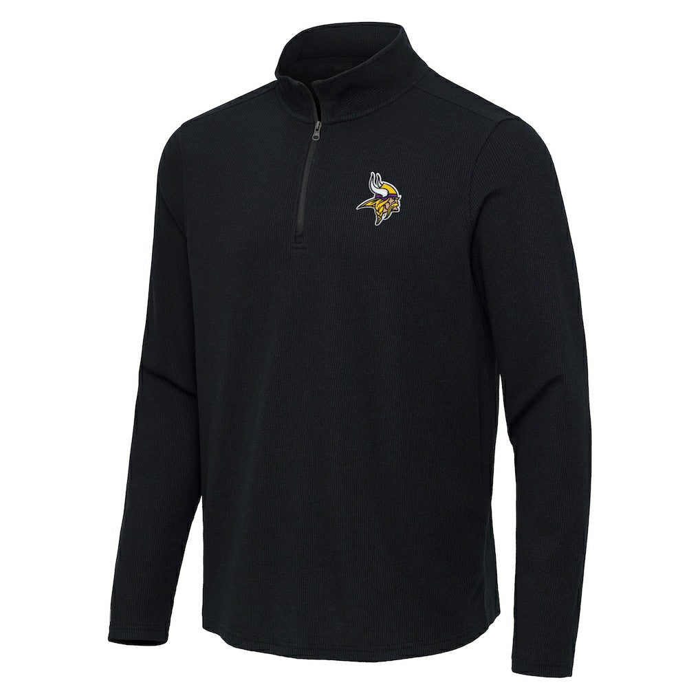 Minnesota Vikings Antigua Sync Tri-Blend Quarter-Zip Pullover - Heather Black Pullover