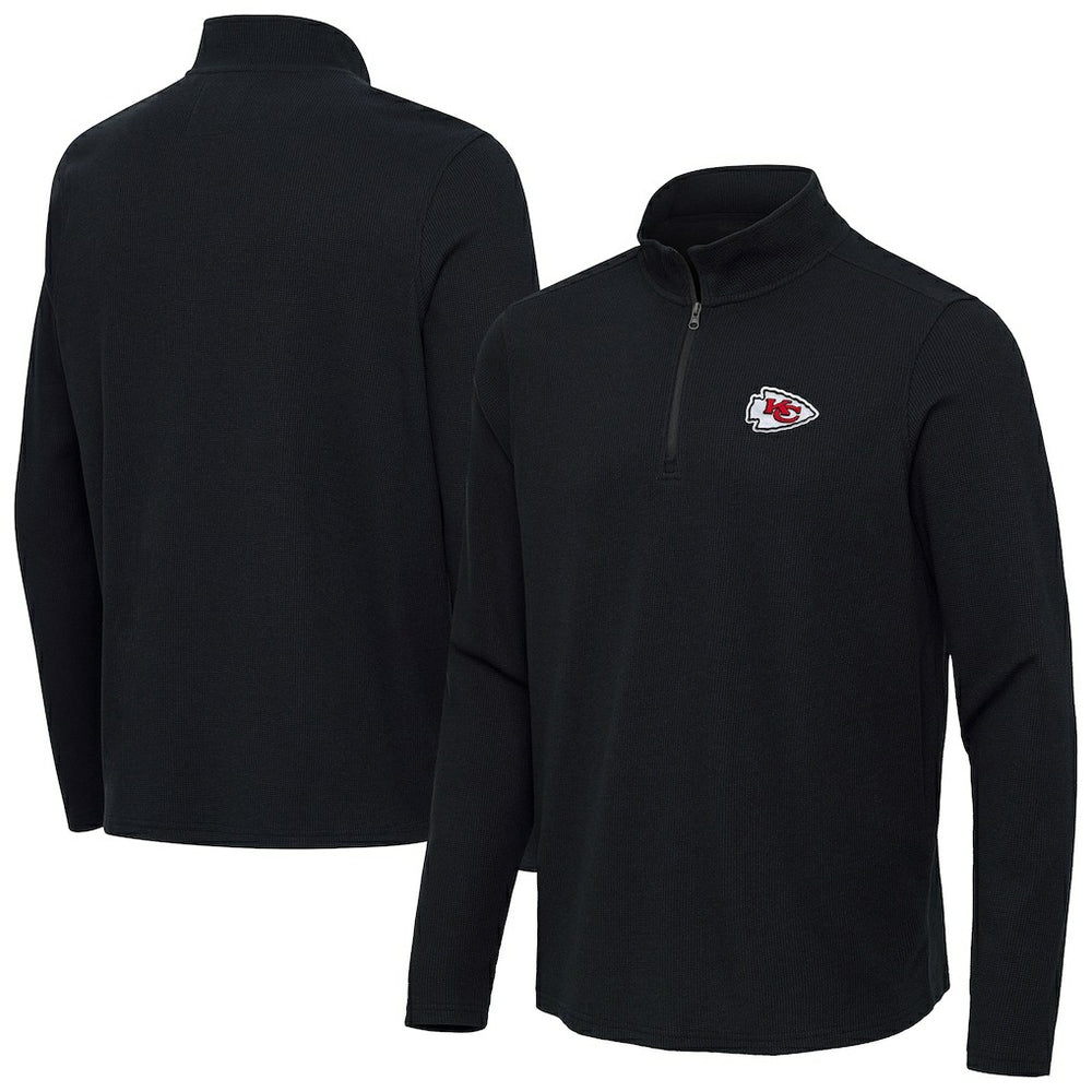 Kansas City Chiefs Antigua Sync Tri-Blend Quarter-Zip Pullover - Heather Black Pullover