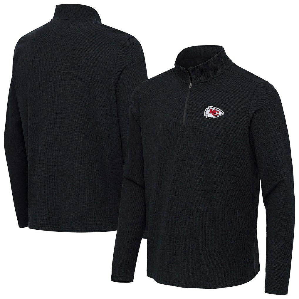 Kansas City Chiefs Antigua Sync Tri-Blend Quarter-Zip Pullover - Heather Black Pullover