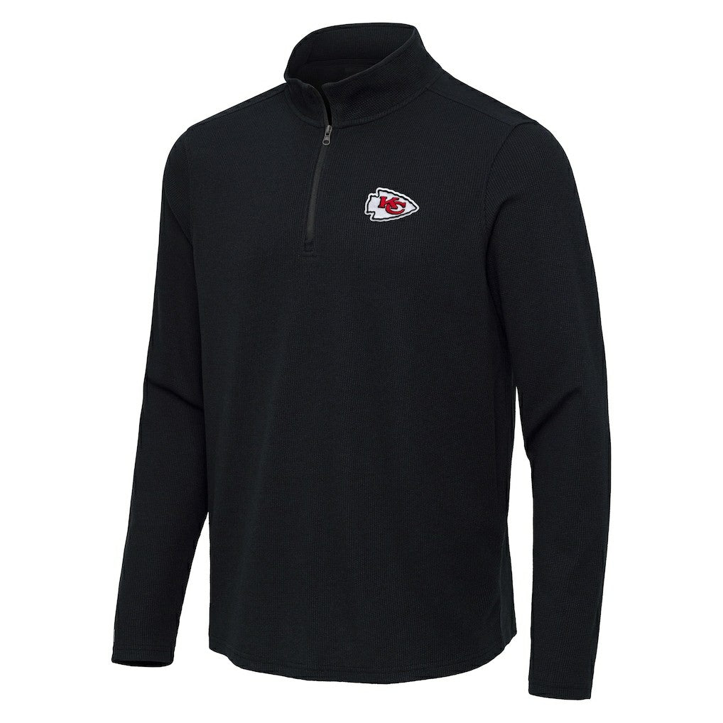 Kansas City Chiefs Antigua Sync Tri-Blend Quarter-Zip Pullover - Heather Black Pullover