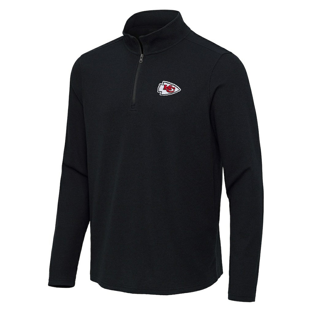 Kansas City Chiefs Antigua Sync Tri-Blend Quarter-Zip Pullover - Heather Black Pullover
