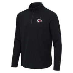Kansas City Chiefs Antigua Sync Tri-Blend Quarter-Zip Pullover - Heather Black Pullover
