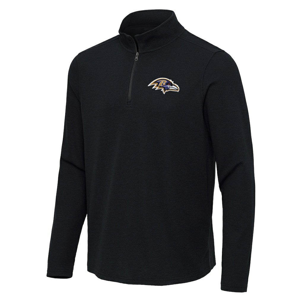 Baltimore Ravens Antigua Sync Tri-Blend Quarter-Zip Pullover - Heather Black Pullover
