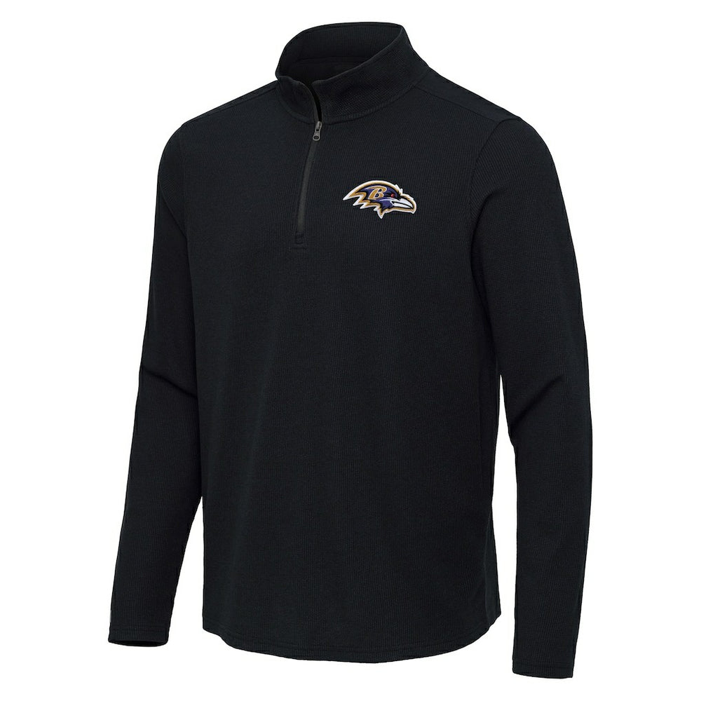Baltimore Ravens Antigua Sync Tri-Blend Quarter-Zip Pullover - Heather Black Pullover