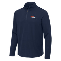 Denver Broncos Antigua Sync Tri-Blend Quarter-Zip Pullover - Heather Navy Pullover