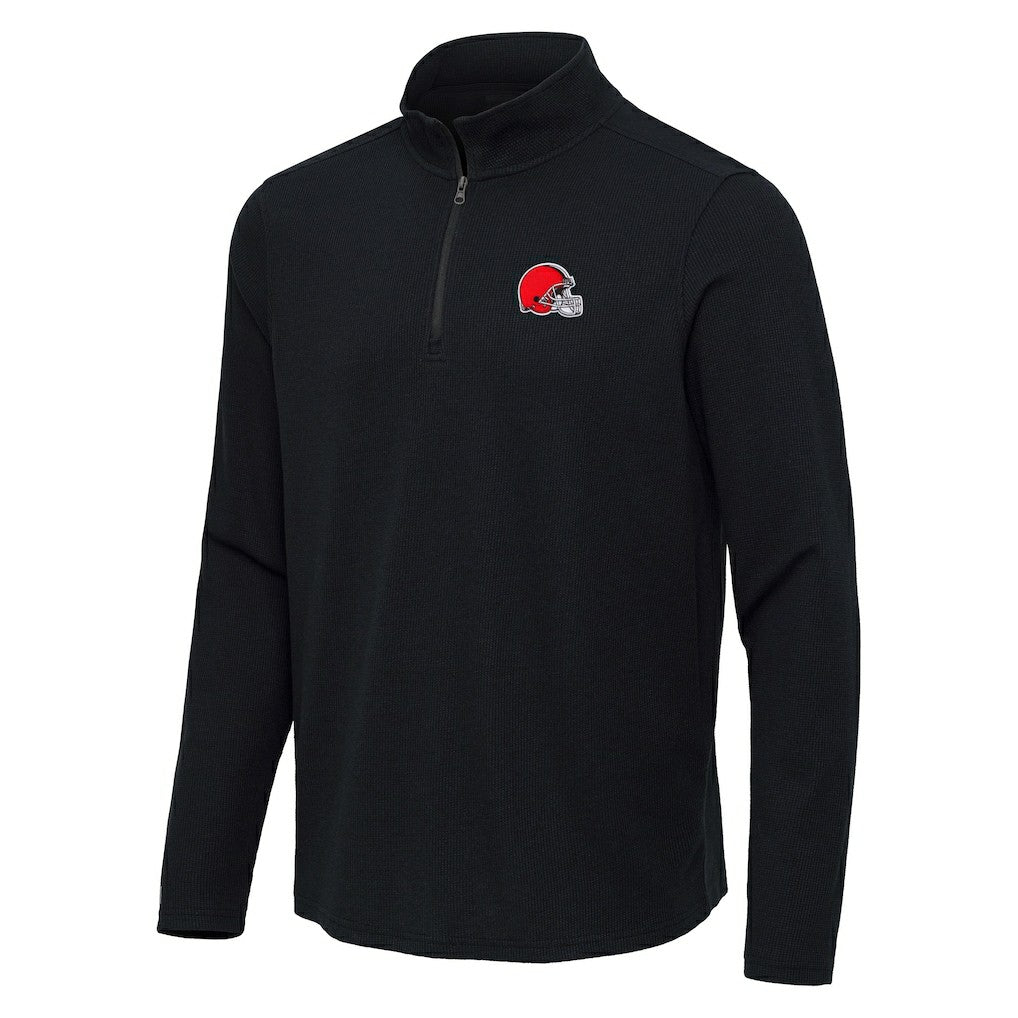 Cleveland Browns Antigua Sync Tri-Blend Quarter-Zip Pullover - Heather Black Pullover