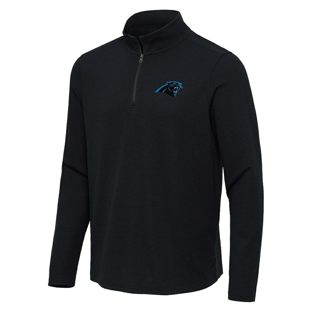 Carolina Panthers Antigua Sync Tri-Blend Quarter-Zip Pullover - Heather Black Pullover
