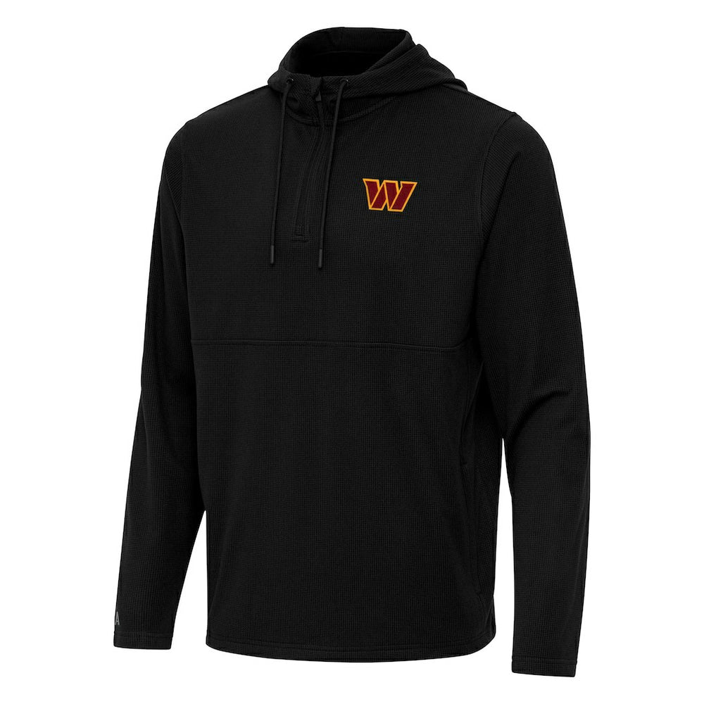 Washington Commanders Antigua Connected Quarter-Zip Pullover Hoodie - Black Hoodies